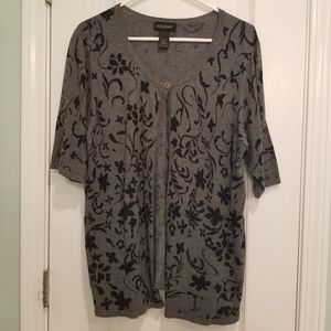 Grey cardigan with black print